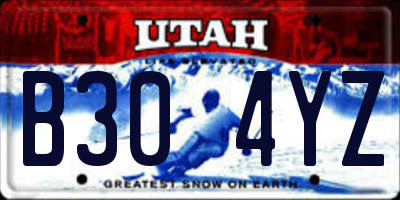 UT license plate B304YZ