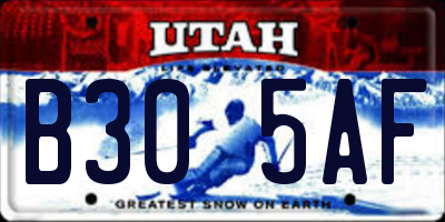 UT license plate B305AF