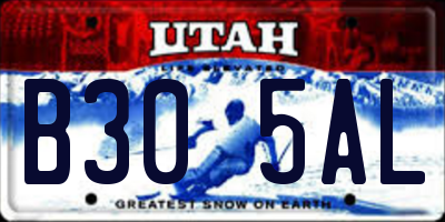 UT license plate B305AL