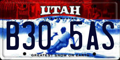 UT license plate B305AS