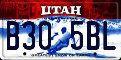 UT license plate B305BL