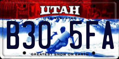 UT license plate B305FA