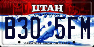 UT license plate B305FM