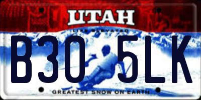 UT license plate B305LK