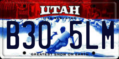 UT license plate B305LM