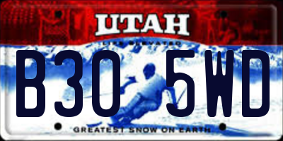 UT license plate B305WD