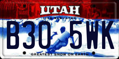 UT license plate B305WK
