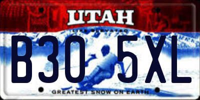UT license plate B305XL