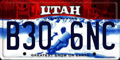 UT license plate B306NC