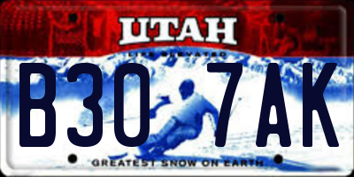 UT license plate B307AK