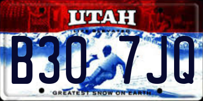 UT license plate B307JQ