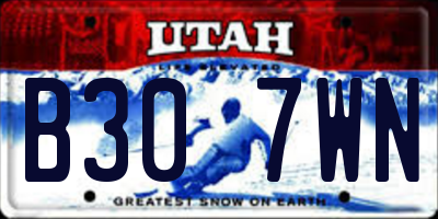 UT license plate B307WN