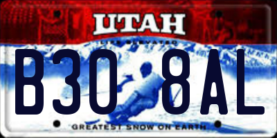UT license plate B308AL