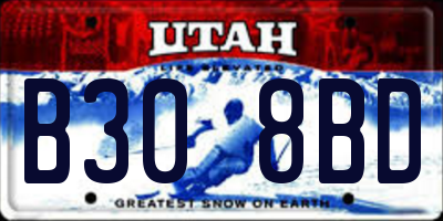 UT license plate B308BD