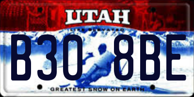 UT license plate B308BE