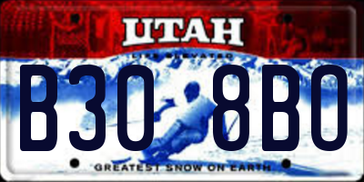 UT license plate B308BO