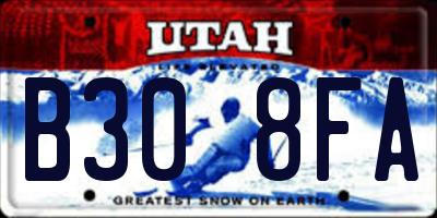 UT license plate B308FA