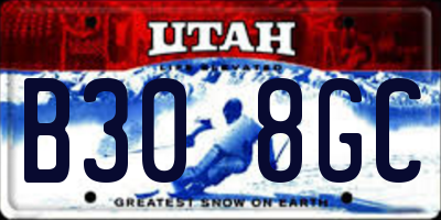 UT license plate B308GC