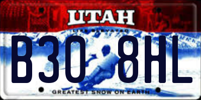 UT license plate B308HL