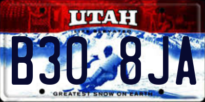 UT license plate B308JA