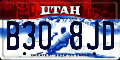 UT license plate B308JD