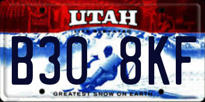 UT license plate B308KF