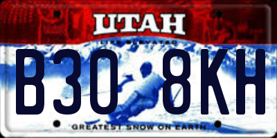 UT license plate B308KH
