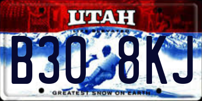 UT license plate B308KJ