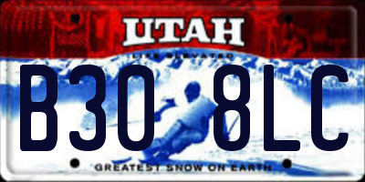 UT license plate B308LC