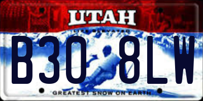 UT license plate B308LW