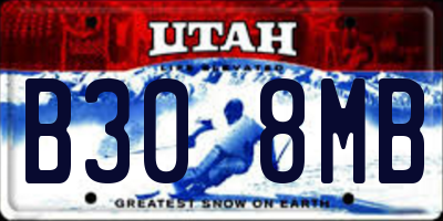 UT license plate B308MB