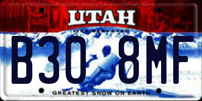 UT license plate B308MF