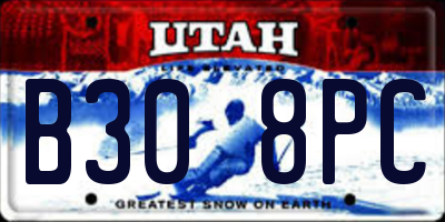 UT license plate B308PC