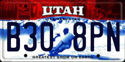 UT license plate B308PN