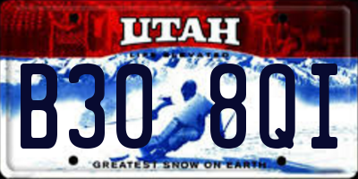 UT license plate B308QI