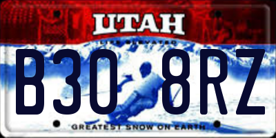 UT license plate B308RZ