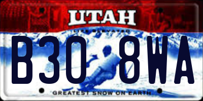 UT license plate B308WA