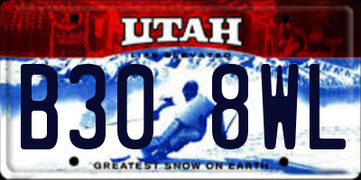 UT license plate B308WL