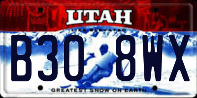 UT license plate B308WX