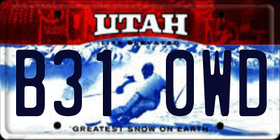 UT license plate B310WD