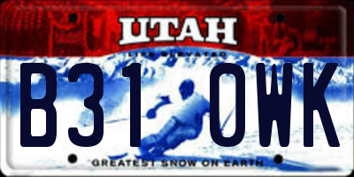 UT license plate B310WK