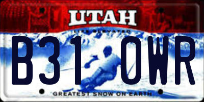 UT license plate B310WR