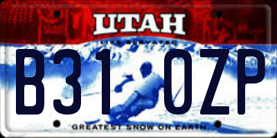 UT license plate B310ZP