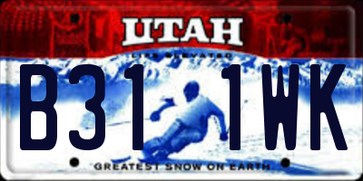 UT license plate B311WK