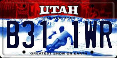 UT license plate B311WR