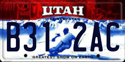 UT license plate B312AC