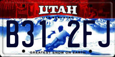 UT license plate B312FJ