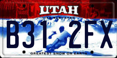 UT license plate B312FX