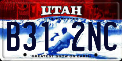 UT license plate B312NC