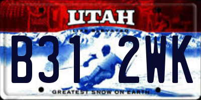 UT license plate B312WK